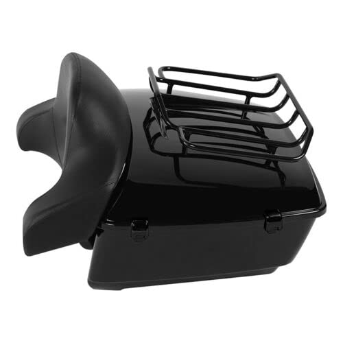 TCMT King Motorcycle Trunk Backrest Pad 2 Up Mount Rack Top Rack Fit For Harley Touring 1997-2008 Electra Glide Road Glide Street Glide Pack - color: No Speaker Holes: Style D Chrome Rack