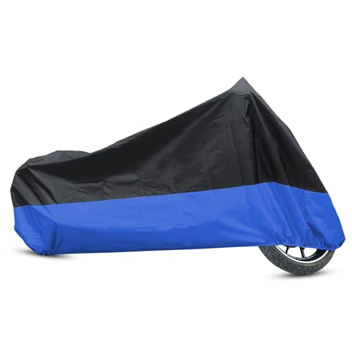 uxcell XXL 190T Rain Dust Protector Black+Blue Scooter Motorcycle Cover 104" for Yamaha - color: Blue, size: XXL