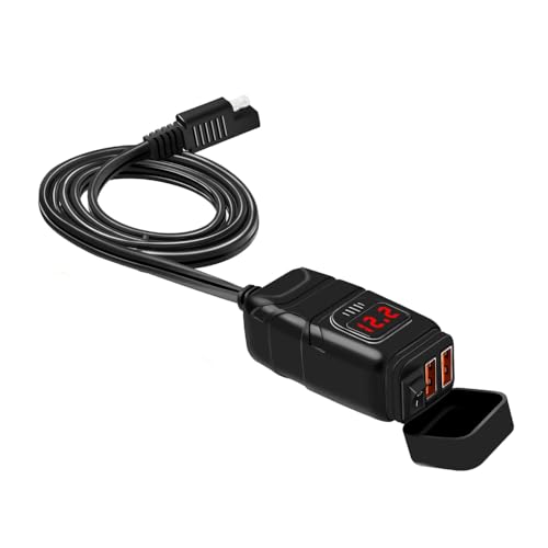 Motorcycle USB Charger for Triumph Speed Triple 955i/1050/1200 RS/RR 1994-2026,12V Dual-Port Fast Charging Waterproof and dustproof Motorcycle Phone Charger - color: Red