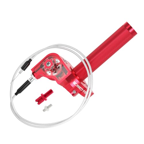 Throttle Grip Throttle Cable Motorcycle 22mm Universal CNC Aluminum Accelerator Throttle Twist Grips Handlebars for KLX CR CRF EXC XR TTR CB SSR ATV Dirt Bike Pit Bike - color: Red