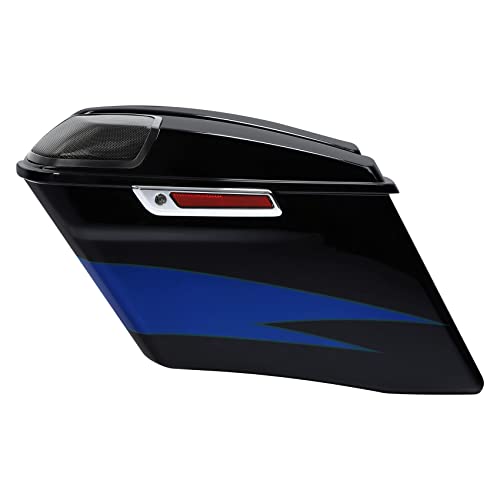 HR3 Candy Cobalt/Indigo Ink 4" Stretched Hard Saddlebags w/Speaker Lids Compatible with 2017 CVO Street Glide FLHXSE (Replace for OEM) - color: Candy Cobalt / Indigo Ink