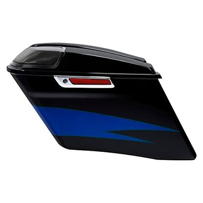 HR3 Candy Cobalt/Indigo Ink 4" Stretched Hard Saddlebags w/Speaker Lids Compatible with 2017 CVO Street Glide FLHXSE (Replace for OEM) - color: Candy Cobalt / Indigo Ink