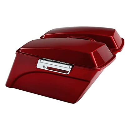TCMT Hard Saddle bags Saddlebag w/Lid Latch & Liners Carpet Insert Fits For Harley Touring CVO Road Glide Road King Street Glide Electra Glide Ultra Classic 1994-2013 - color: Red Chrome Latches#A