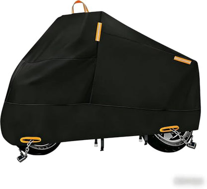 Motorcycle Cover Waterproof Outdoor Storage with Lock-Holes, Zipper Storage Bag & Night Reflective Design, All Season Protection Powersports Vehicle Covers Fits up to 86.5" Motorcycles - size: 86.5"
