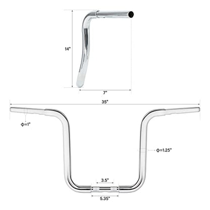 Green-L 1 1/4" Ape Hanger 14" Rise Handlebars Fit for Harley Sportster XL883 XL1200 Softail FLST FXST Custom Motorcycle 1.25" Handle Bar - size: 14" Rise, style: Style A Chrome