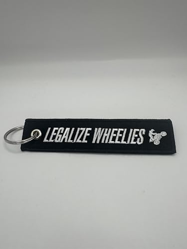 PrimeSecrets Keychains for Motorcycle, Scooter, Car, Mopes, ATV, Backpack Gift Men Women Street Racing Auto Parts Accessories - color: Legalize Wheelies