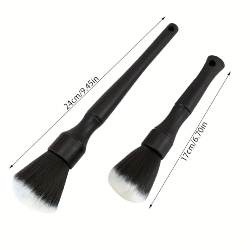 2pcs Car Detailing Brush, Ultra Soft Car Detail Brush Kit for Elegant Surfaces, Auto Scratch-Free Cleaner Kit for Car Interior & Exterior, Wheels, Dashboard, Engine Bay (Long+Short Handle)