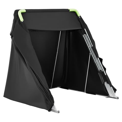 VEVOR Motorcycle Storage Shelter 136 x 54 x 75 in with Security Lock, 600D Oxford Flip-Up Garage Tent, Heavy-Duty All-Weather Motorcycle Cover Shed with 2 Side Windows, Outdoor Vehicle Shelter, Black - size: 136 x 54 x 75 inch
