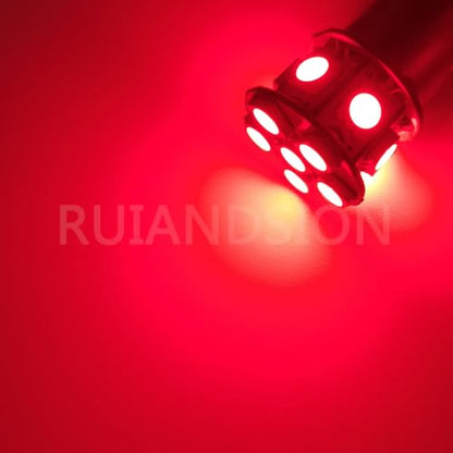 Ruiandsion 2pcs 6V BA15D 5050 12SMD Red LED Light Bulbs for Back Up Reverse Lights Turn Signal Lights Tail Lights - color: Red, size: BA15D
