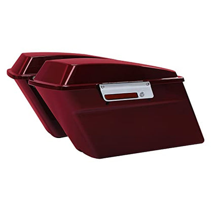 TCMT Hard Saddle bags Saddlebag Trunk W/Latch Keys & Liners Carpet Insert Fits For Harley Touring Road Glide Road King Street Glide Electra Glide Untra FLHT FLHR FLHX 1994-2013 - color: Dark Red Chrome Latches