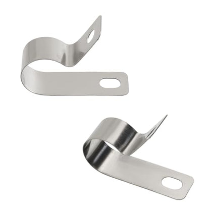 Antrader Stainless Steel Wire Fence Clips,Fencing Mounting Clips,100Pcs | Agricultural Fencing Fence Wire Clamps with Screws, - color: Silver Tone, size: 0.47 Inch