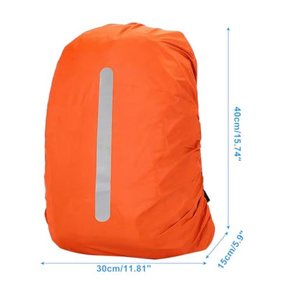 Waterproof Backpack Rain Cover with Reflective Straps - color: Orange