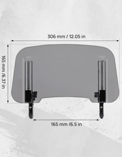 KEMIMOTO Motorcycle Windshield Extension, Upgraded Aluminum Metal Heightened Spoiler Clip, Universal Adjustable Wind Deflector Windscreen Visor Smoke Gray