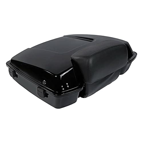 TCMT 5.5" Razor Motorcycle Trunk Box Backrest Pad Two Up Mounting Rack Fit For Harley Touring 2009-2013 Road Glide Road King Street Glide Pack - color: BLack Lacthes Trunk+Backrest+Chrome 2 up Rack