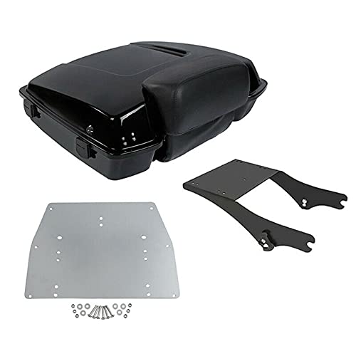 TCMT 5.5" Razor Motorcycle Trunk Backrest Pad Mount Rack Metal Base Plate Fit For Harley Touring 1997-2008 Touring Road King Electra Glide Road Glide Pack - color: Black Lacthes Trunk, size: Set D Black Rack
