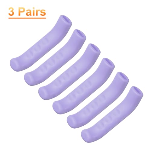 HARFINGTON 3 Pairs Bike Brake Lever Cover Silicone Brake Lever Grip Protector Anti-Slip Brake Handle Protection Covers Sleeve for Mountain Road Bike Cycling, Purple - color: Purple