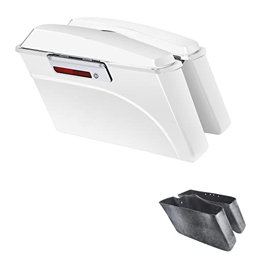 XFMT Motorcycle Saddlebags Hard Saddle Bags W/Black Latches & Liner For Harley Touring Road King Street Glide Road Glide Electra Glide 1993-2013, White - color: White, size: Standard