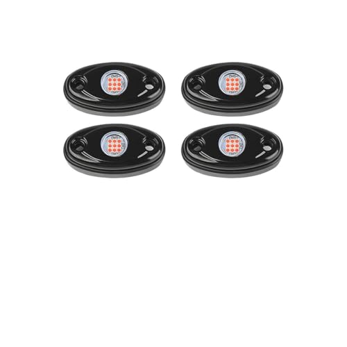 4PCS Car LED Rock Lights, High Brightness Waterproof Vehicle Underglow Fender Lights, Multifunction Auto Neon Trail Rig Lighting Accessories, Universal for Pickup ATV Off Road (Red) - color: Red