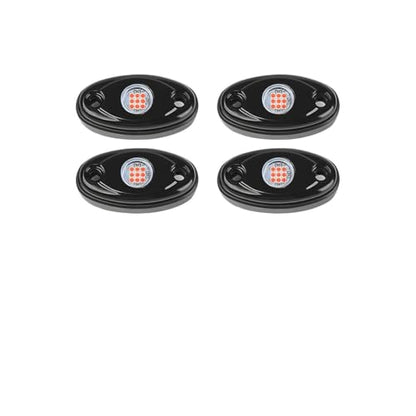 4PCS Car LED Rock Lights, High Brightness Waterproof Vehicle Underglow Fender Lights, Multifunction Auto Neon Trail Rig Lighting Accessories, Universal for Pickup ATV Off Road (Red) - color: Red