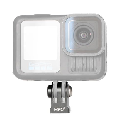 HSU Aluminum Alloy GoPro Tripod Mount Adapter for GoPro Hero 13/12/11/10/9/8/7/6, Mini 1/4-20 Metal Monopod Mount for AKASO Campark and Other Action Cameras (Black)
