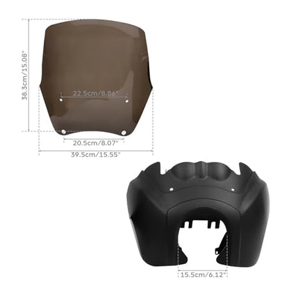 Green-L Matte Black Front Fairing with 15" Windshield Fit for Harley Dyna 2006-2017 T-Sport 2000-2003 - color: Matte Black Fairing w/ Smoked Windshield