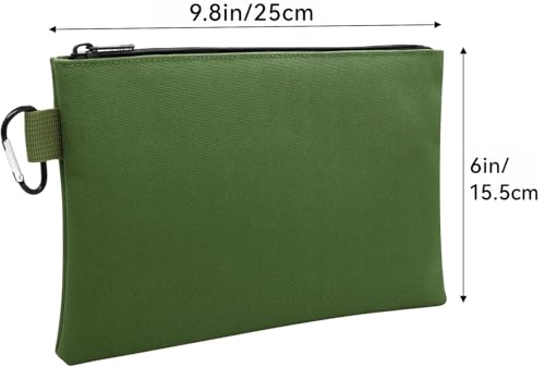 Faylapa 6 Pack Canvas Tool Pouches, 9.8"x6" Zipper Bag, Premium Waterproof Utility Multipurpose Storage Organizer Tool Pouch with Carabiner for Stationary, Pencil Pouch(Khaki, Army Green, Black) - size: 9.8"x6"