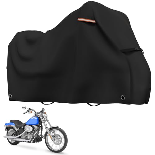 Roasivi Motorcycle Covers Outdoor Waterproof Motorbike Covers All Season Universal Weather Protection for Harley Davidson Touring Models General Fits XL 86" L x 41" W x 49" H Black - size: 86" x 41" x 50"