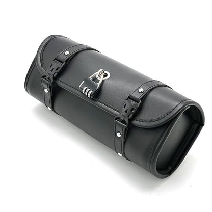 Motorcycle Bag with lock Universal PU Leather Motorbike Fork Bag Saddlebags Handlebar Bag Sissy Bar Storage Tool Bag-31cm (Style B) - style: Style B