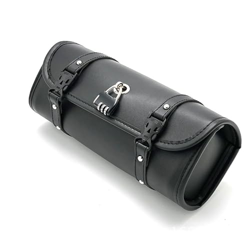 Motorcycle Bag with lock Universal PU Leather Motorbike Fork Bag Saddlebags Handlebar Bag Sissy Bar Storage Tool Bag-31cm (Style B) - style: Style B