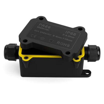 ANGSTROM Mini Electrical Connector Box, 2-Entry | IP68 Waterproof Cable Joiner for Outdoor Lighting, Fountain Pumps, and Extension Cord Splicing (2way) - size: 2way
