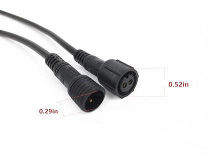 6 Pairs Pack Black Pigtail Plastics Waterproof 2 cores Waterproof Connection Cable with Plug and Socket Connector Adapter 2 pins 2 pin Plug LED Light Bars led connctor Waterproof Connector