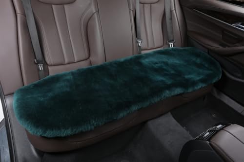 Sheepskin Seat Cushion Cover Wholehide Short Wool Seat Pad Natural Fur Car Seat Covers Universal Fit for Most Car, Truck, SUV, or Van Back Atrovirens - color: Atrovirens, size: Back Seat (19.6inch*53.5inch)