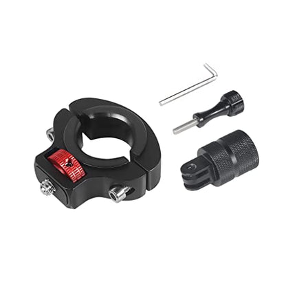 Motorcycle Handlebar Clip Holder 1/4 Screw Bicycle Bike Seatpost Clamp Compatible with Go-pro 11 ONE Action Camera Accessories (Black Red Set) - color: Black Red Set