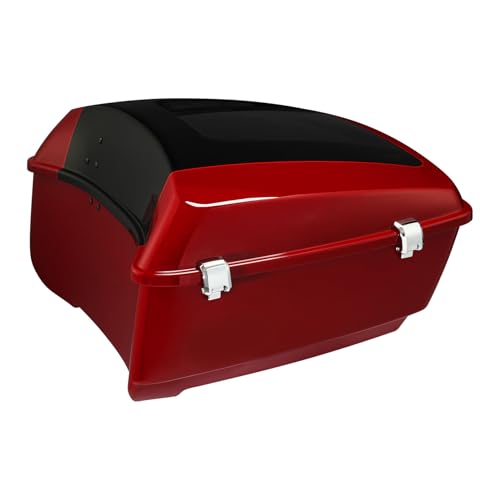 TCMT King Motorcycle Trunk Fit for Harley Touring 2014-2025 CVO Road King Road Glide Street Glide Electra Glide Ultra Limited Pack Billiard Red/Vivid Black - color: Billiard Red/Vivid Black(No Speaker Holes)