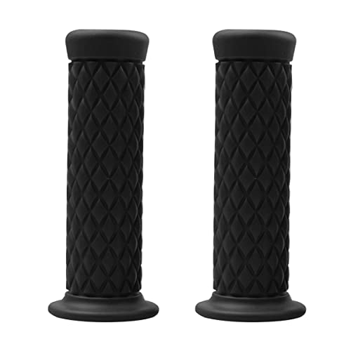 Motorcycle Hand Grips, Non Slip Rubber Bar for 7/8" 22mm/24mm Handles, Vintage Motorbike Thruster Grip, Handlebar for Hand Comfort, Universal for Motocross Scooter Dirt Bike, Open End (Black) - color: Black