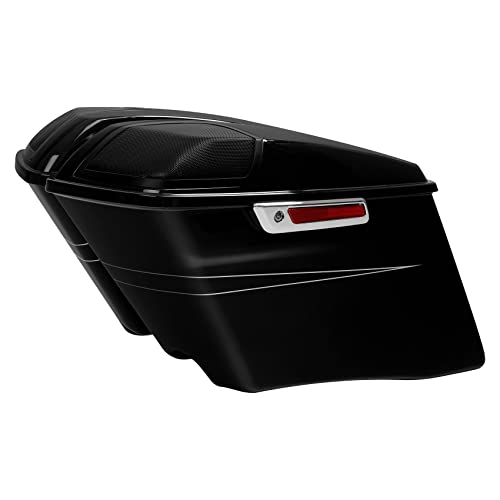 HR3 Vivid Black (Pinstripe) 4" Stretched Hard Saddlebags w/Speaker Lids Compatible with 2015-2016 Road Glide Special FLTRXS Street Glide Special FLHXS (Replace for OEM) - color: Vivid Black (Pinstripe)