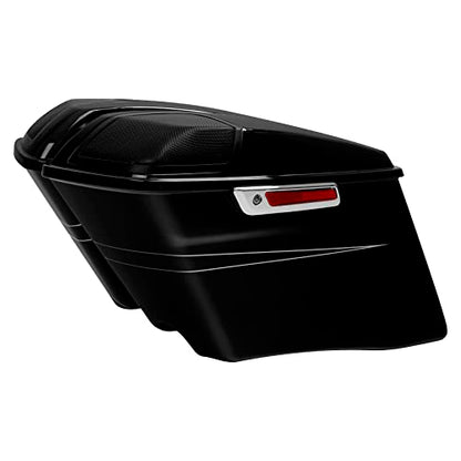 HR3 Vivid Black (Pinstripe) 4" Stretched Hard Saddlebags w/Speaker Lids Compatible with 2015-2016 Road Glide Special FLTRXS Street Glide Special FLHXS (Replace for OEM) - color: Vivid Black (Pinstripe)