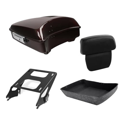 TCT-MOTORPARTS Chopped Luggage Kit w/Backrest Pad +Black Two-Up Mounting Rack Fit for 2018 Street Glide Special Twisted Cherry Harley Touring 2014-2024 - color: Fit for Twisted Cherry #2