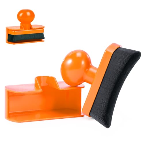 Large Tire Shine Applicator, Car Tire Shine with Curved Brush Head - Large Automotive Tire Dressing Applicator Brush with Storage Stand for Tire Shine Tire Detailing, 3.6 Inch Length (Orange) - color: Orange