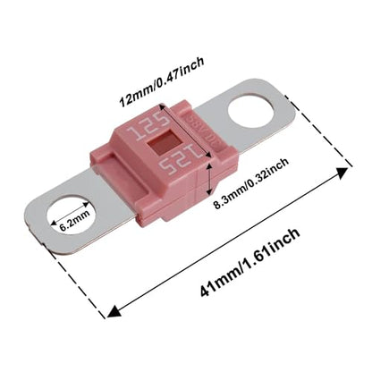 BOJACK 125 Amp AMI/Midi Fuse Holders and High Current Bolt-on Midi Fuses 125A for Cars Trucks Vehicles (Pack of 2 - style: 125A