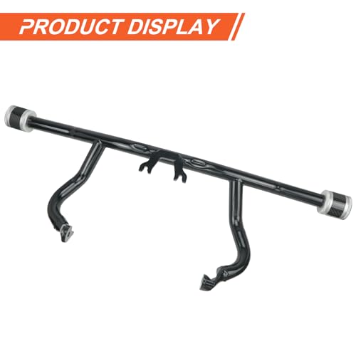 Engine Guard Flat Out Crash Bar for 2014-2025 Harley Touring Street Glide Road Glide Road King Electra Glide Ultra Models (Gloss Black w/Silver CNC) - color: Gloss Black w/Silver CNC