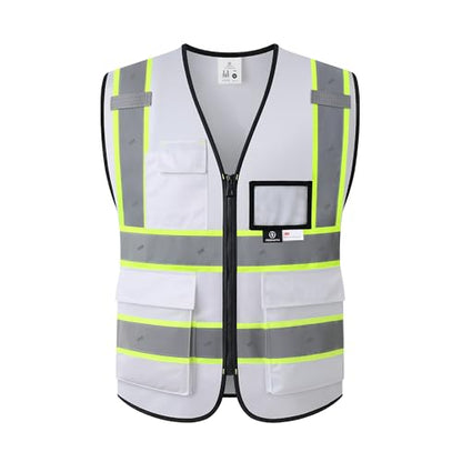 Safety Vest for Men Women Reflective Construction Vest - color: White, size: XX-Large