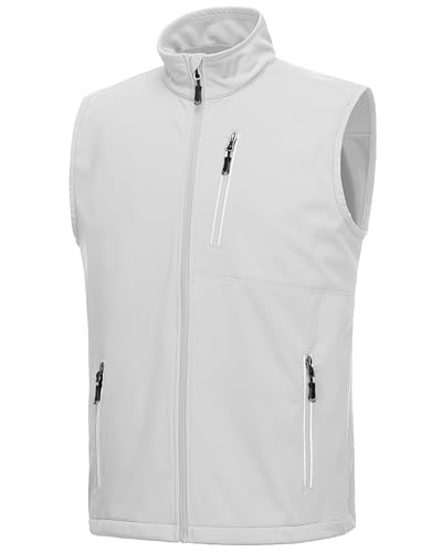 33,000ft Men's Windproof Lightweight Golf Vest Outerwear with Pockets, Softshell Sleeveless Jacket for Running Hiking Sports - color: Cool Gray, size: Small