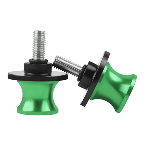 CHIFUN 2Pcs 10MM M10 X1.5/1.25 Motorcycle Swing Arm Spools Sliders CNC Aluminum Swingarm Spools Stand Screw Compatible with VULCAN S 650 900 Ninja 250 300 ZX-10R ZX-6R(Green) - color: Green