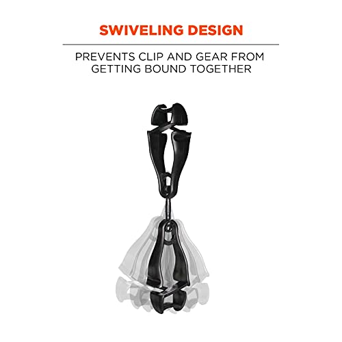 Ergodyne Squids 3420 Swiveling Glove Clip Holder with Dual Clips - color: Black - Single, size: 1 Count (Pack of 1)