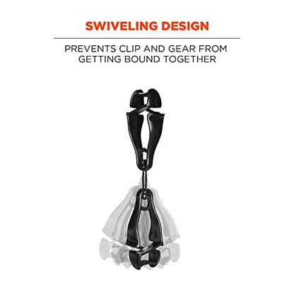 Ergodyne Squids 3420 Swiveling Glove Clip Holder with Dual Clips - color: Black - Single, size: 1 Count (Pack of 1)