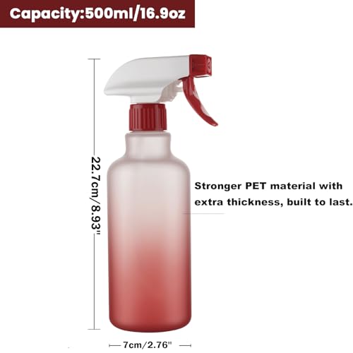 Spray Bottles Plastic Spray Bottle for Hair Mist/Stream Heavy Duty Empty Spray Bottles for Cleaning Solutions, Plants, Cooking (16.9oz-Red) - color: 16.9oz-Red