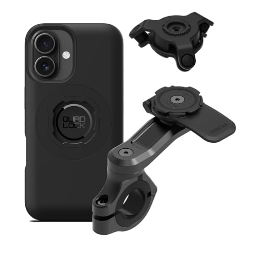 Quad Lock Motorcycle Handlebar Mount PRO Kit with Vibration Dampener and MAG Phone Case for iPhone 16 - size: iPhone 16
