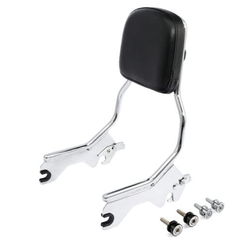XFMT Motorcycle Detachable Standard Height Sissy Bar Upright Passenger Backrest Pad W/Docking Kits For Harley Softail Low Rider Sport Glide FXLR FXLRS and FLSB '18-Later, Chrome - color: Chrome W/ Docking Kit