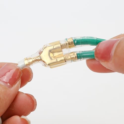 50 Sets Double Spade Connector 2 to 1 Motorcycle Wire Splice - for 4mm Bullet Crimp Terminal Heat Shrink Butt Diameter Male Female 1:2 Transparent Sheath with Sleeve, Electrical Connecting Tool